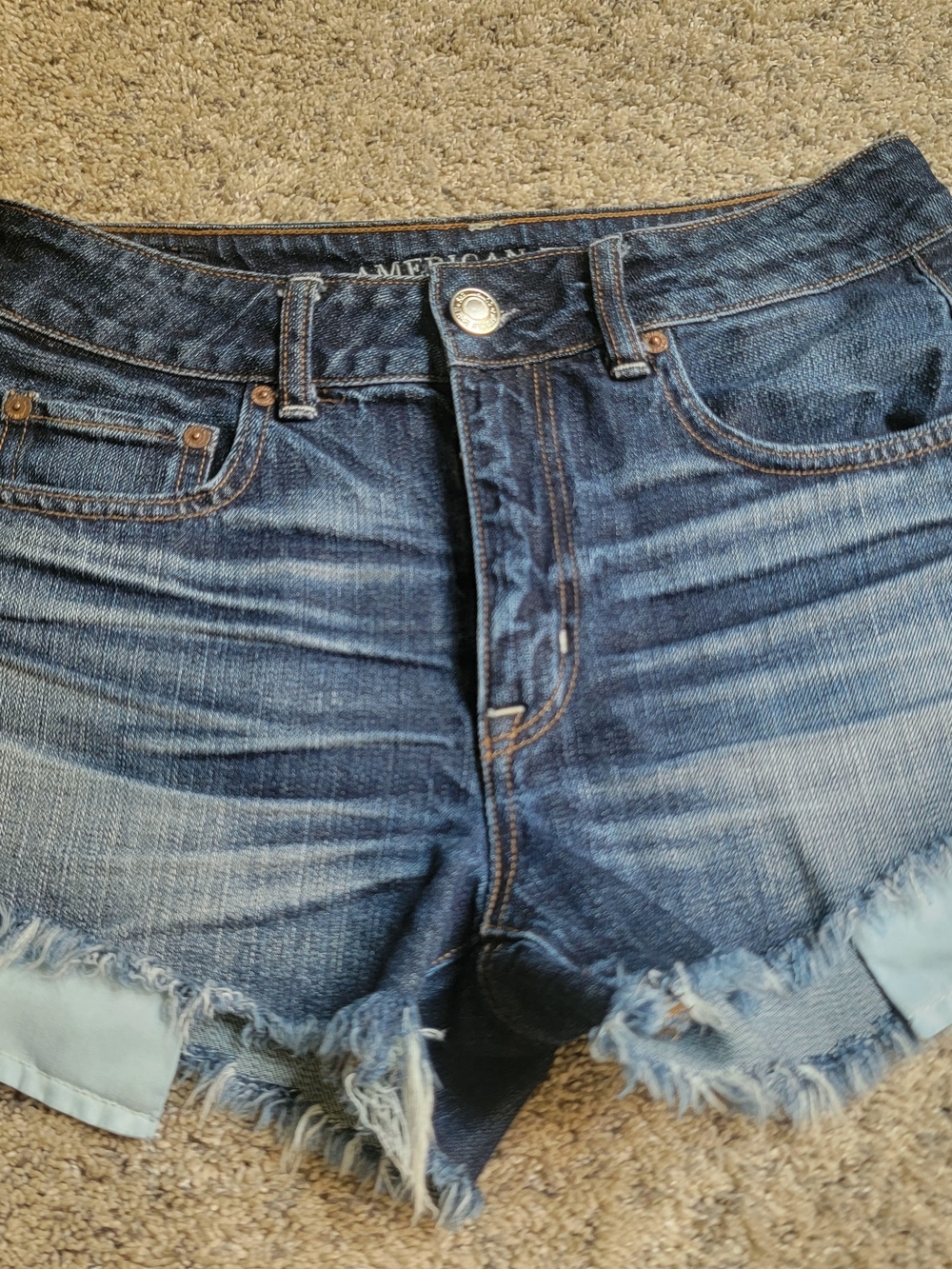 American Eagle Outfitters Distressed Dark Blue Denim Jean Shorts Size 4